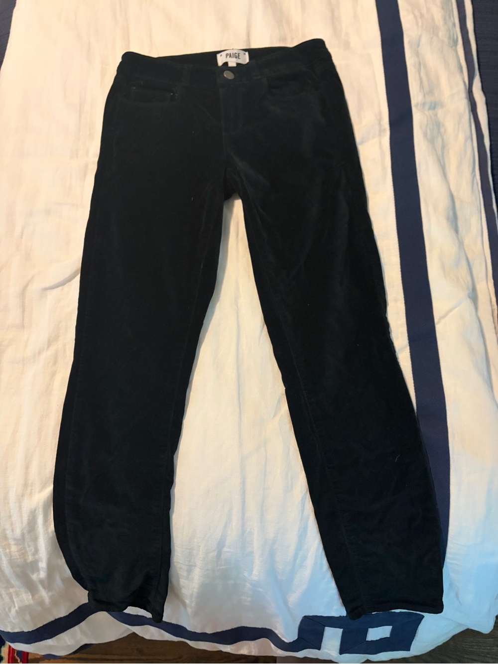 PAIGE Green Velvet Skinny Pants